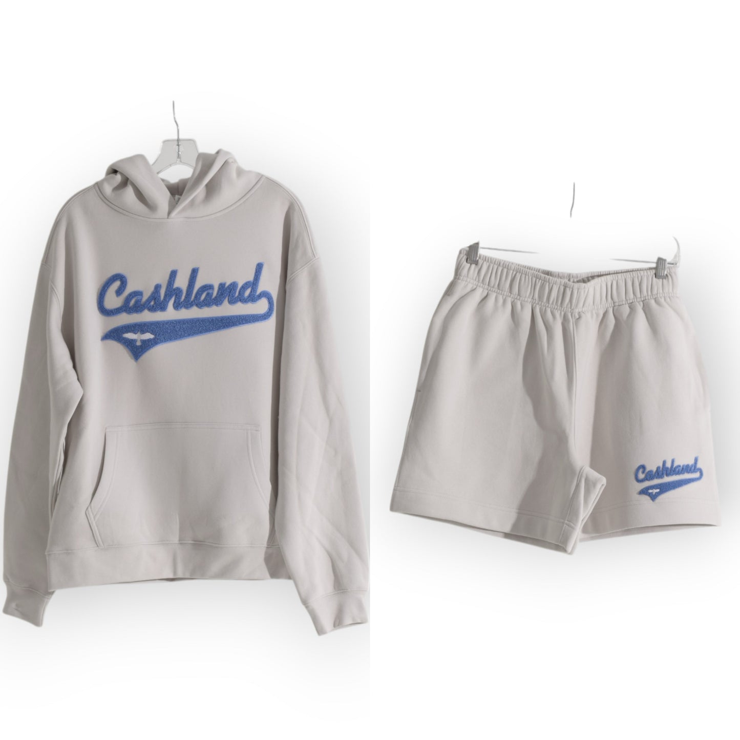 OFF WHITE HOODIE SHORT SET : BLUE SCRIPT