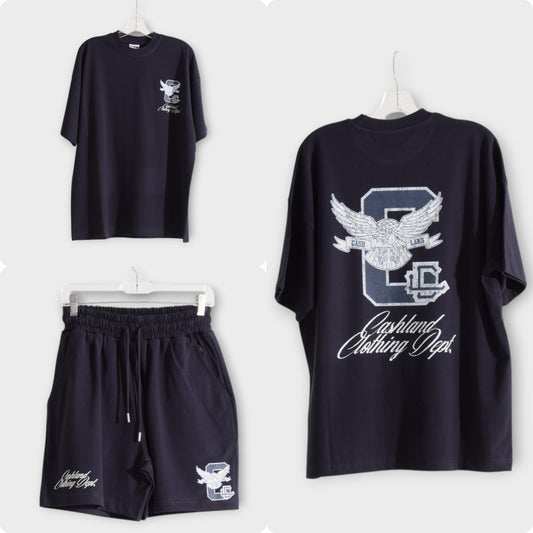 C-LAND  . NAVY . SILVER SHORT SET