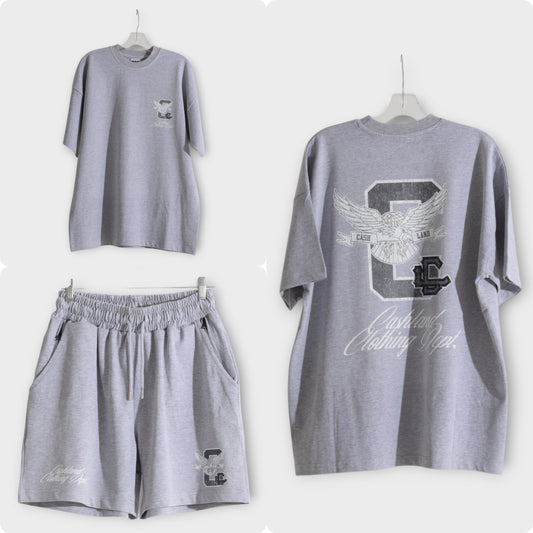 C-LAND  . GREY . SILVER AND BLACK SHORT SET